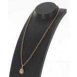 9ct belcher chain with a beetle pendant, 10gm, 16" long (558597-1-A)