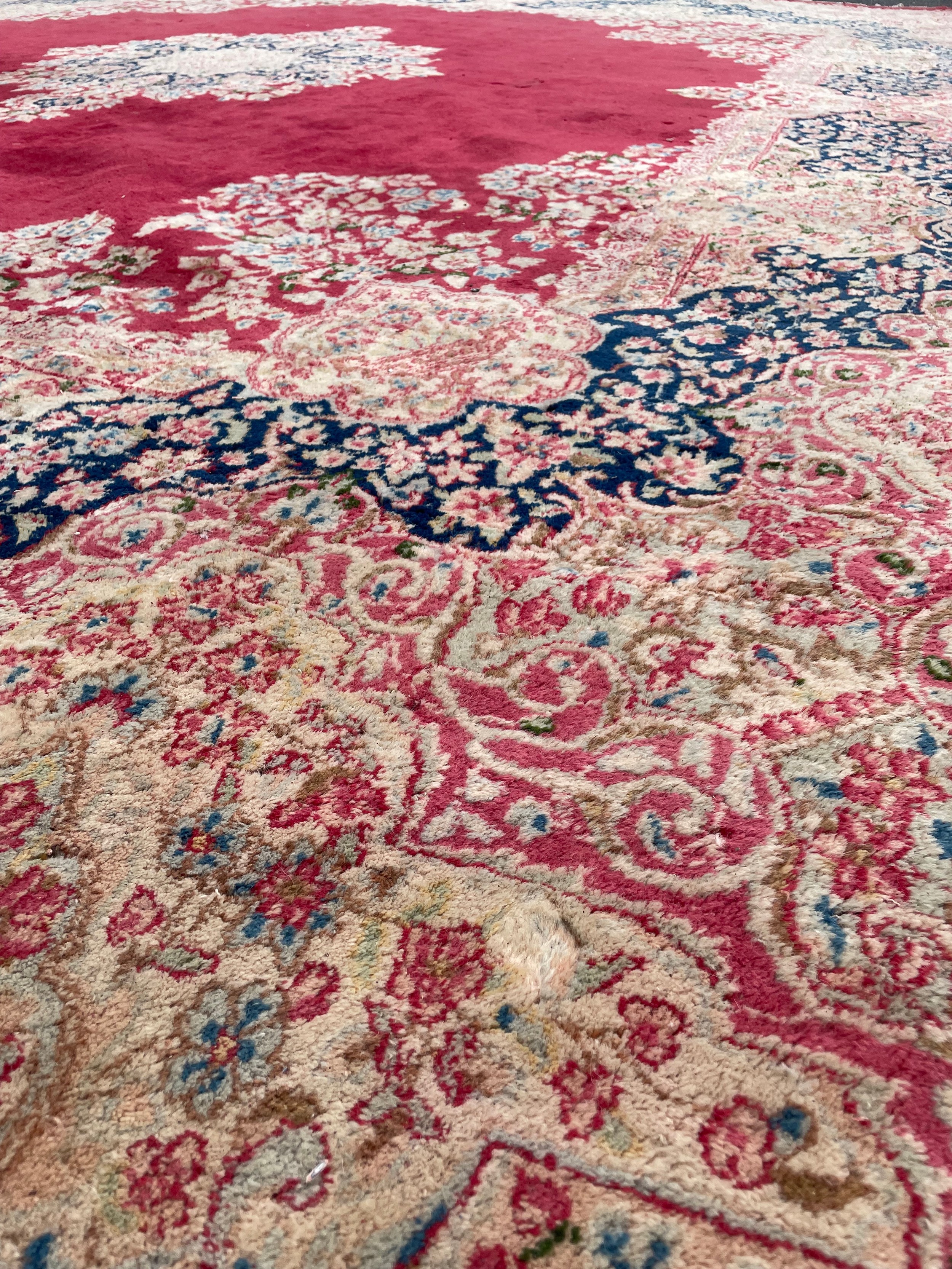 Large red ground Kerman style carpet, - Image 2 of 3