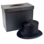 G.A Dunn & Co. Limited -  black silk gentleman's top hat, within fitted rigid travel case