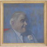 Richard Ewen (1928-2009) - portrait of a gentleman, head and shoulders wearing a blue suit with a