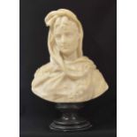 Pietro Bazzanti (1825-1895) - 'Florence', a marble bust statue of a lady with ivy leaves, signed and