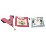 Masonic interest - rose croix 18 degree apron, with gilt thread thistle decoration around central