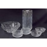 Queensway, Queensbury Webb Corbett pattern cut glass vase, 10" high; together wit a pair of Webb