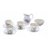 Royal Copenhagen porcelain demi-tasse part coffee set, 'Frijsenborg' pattern no. 910/1551A,