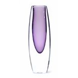 Swedish Sommerso glass vase, with typical purple droplet shaped centre, 10.5" high