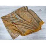 Large silk Paisley design shawl, 90" x 40" approx