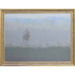 Richard Ewen (1928-2009) - 'Flight' figure on horseback in an expansive landscape, signed Ewen and