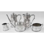 Elkington & Co. silver plated five piece tea and coffee set, comprising coffee pot 8.5" high,