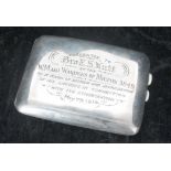 Masonic interest - silver cigarette case with presentation inscription to the cover, inscribed 'W.