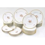 Royal Copenhagen 'Brown Rose' pattern part dinner service, factory stamps with script pattern/