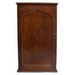 Good 19th century mahogany collectors/specimen cabinet, the panelled lancet door enclosing a set