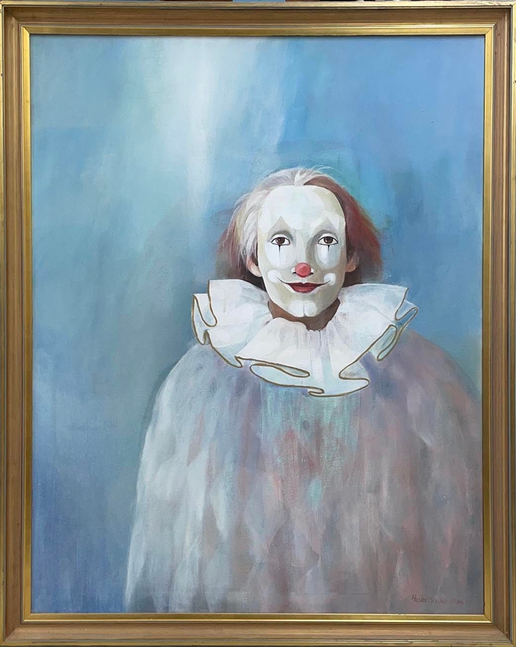 Hester Schuler (20th/21st century) - portrait of a clown, signed and dated 1984, oil on canvas, 35.