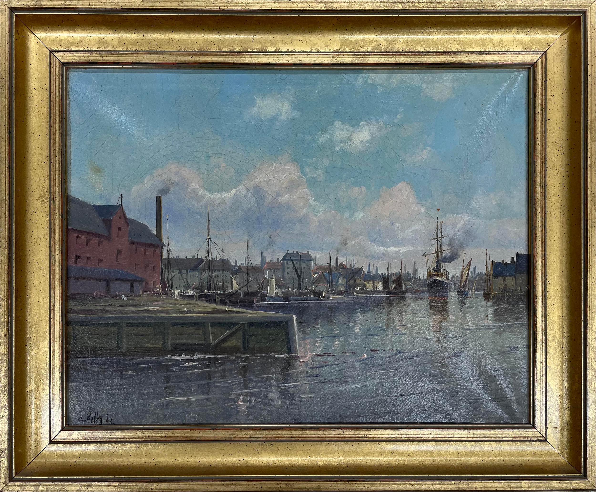 Carl Vilhelm Larsen (1880-1993) - 'Port of Copenhagen, Denmark', signed also extensively inscribed