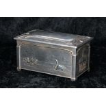 Arts & Crafts small silver casket, decorated in low relief with swans to the front and rear, and