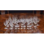 Baccarat 'Nancy' pattern drinking glasses comprising, six champagne coups, five flutes, six small