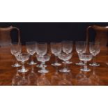 French suite of drinking glasses, possibly Baccarat, with bubble effect decoration comprising, seven