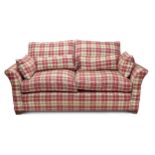 Modern tweed upholstered two-seater feather stuffed settee, 70" wide, 40" deep