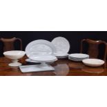 Set of eight Porcelain de Limoges oyster plates, 10.5" diameter; with further Limoges white