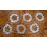 Set of six Lalique leaf design clear and frosted glass side plates, each signed, 7.75" diameter (6)