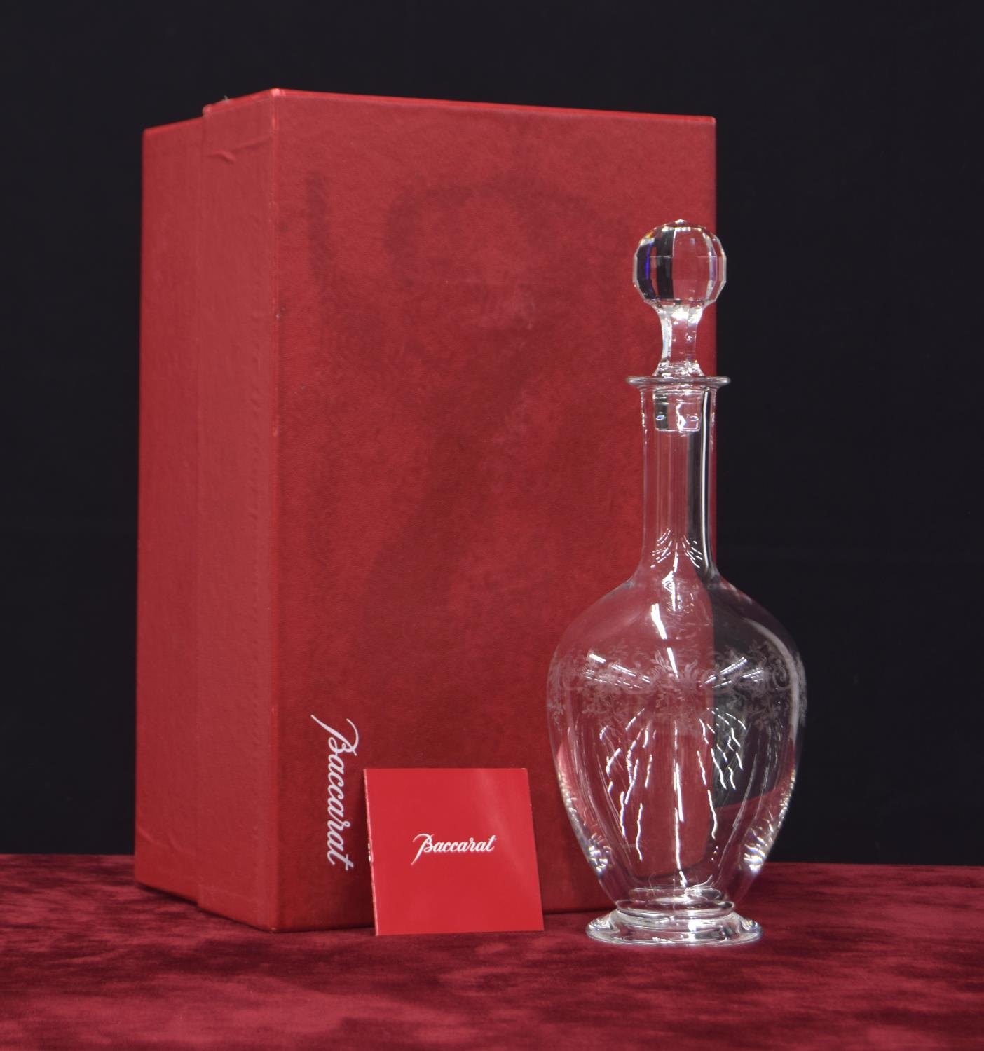 Baccarat 'Sevigne' pattern glass decanter and stopper with the original fitted box, 12.5" high;