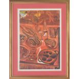 Cecil Skotnes (1926-2009) - 'Rainbow Cuisine' a still life of fish, vegetables, fruit and other