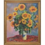 Vietnamese School, (20th century) - 'Monet's Sunflowers' oil on canvas, 39" x 31"