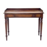 Victorian mahogany washstand/writing table, with a single frieze drawer and upon turned legs,  42"