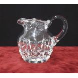 Saint-Louis heavy cut glass water jug, etched mark, 7.5" high