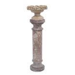 Chinese marble cylindrical column, 31.75" high, 8.75" diameter; surmount with a composition pedestal