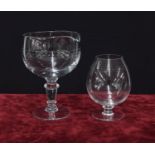Large stemmed decanting glass and matching breathing/brandy glass (2)