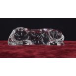 Baccarat crystal model of a recumbent panther, of stylised angular form, signed Baccarat to the