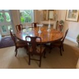 Fine quality Theodore Alexander mahogany circular extending dining table in the manner of Theodore