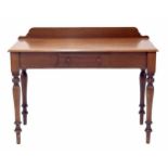 Victorian mahogany writing table/washstand, the top with a gallery back over a single frieze