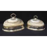 Matched pair of Sheffield silver plated oval meat covers, maker R. Richardson, 11" and 9.5" high