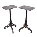 Attractive pair of Regency papier mache  lacquered occasional side tables, the rectangular shaped