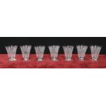 Baccarat - set of seven footed drinking glasses with floral decoration, marks to the undersides, 3.