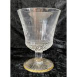 Saint-Louis crystal glass vase, with gilded foot rim, etched mark, 6.75" high