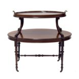 Attractive French 19th century rosewood oval etagere, the top inset with a removable glass tray with