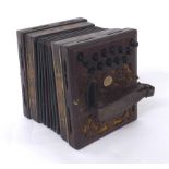 Rare mid 19th century square concertina by and bearing the paper label of Henry Harley, 'Improved'