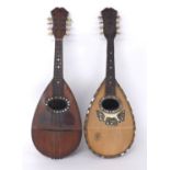 Two Neapolitan bowl back mandolins, one stamped Giuseppe Puglisi, Catania and the other labelled