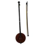 One string fiddle, with bowl back body, inlaid fingerboard, ebony and boxwood banded neck and violin