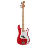 Fender Precision Bass guitar, made in USA, circa 1981, ser. no. S9xxxx9; Finish: red, refinish,