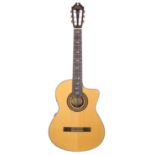 Washburn C64CE electro-classical guitar, made in China; Back and sides: mahogany, generally good