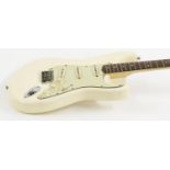 1963 Fender Stratocaster with later replacement Fender Stratocaster neck; Finish: white, refinish,