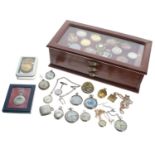 Collection of forty modern quartz pocket watches contained within a three drawer chest; together