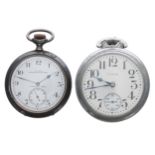 Waltham gunmetal lever pocket watch in need of attention, signed movement, no. 18739629, the dial