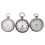 Two H. Samuel 'The Climate Trip Action Patent' silver lever engine turned pocket watches for repair;