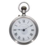Silver (.930) pocket watch, unsigned gilt pin-pallet movement, the Roman numeral dial signed