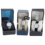 Three Royal London gentleman's wristwatches in boxes, including a titanium model (3)