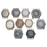 Ten assorted vintage gentleman's wristwatches for repair/parts (10)